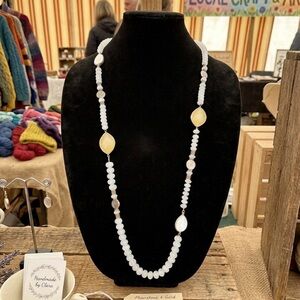 Chico's necklace faceted beads and dyed coin pearls